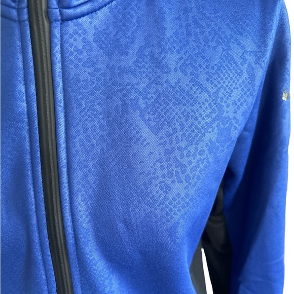 Women’s Nike Therma Fit Simple Swoosh Logo Patterned Full Zip Hoodie Sz S Blue - Picture 2 of 6